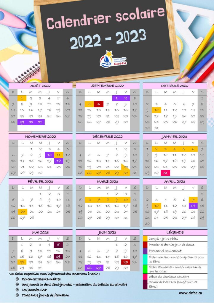 Calendriers scolaires 2023-2024 - DSFNE